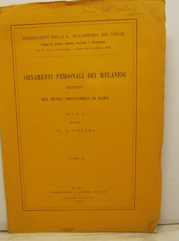 Ornamenti personali dei Melanesi esistenti nel Museo preistorico di Roma. Nota